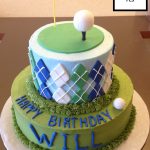 custom birthday decorated tiered cake golf