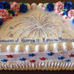 custom bridal shower decorated cake fireworks patriotic